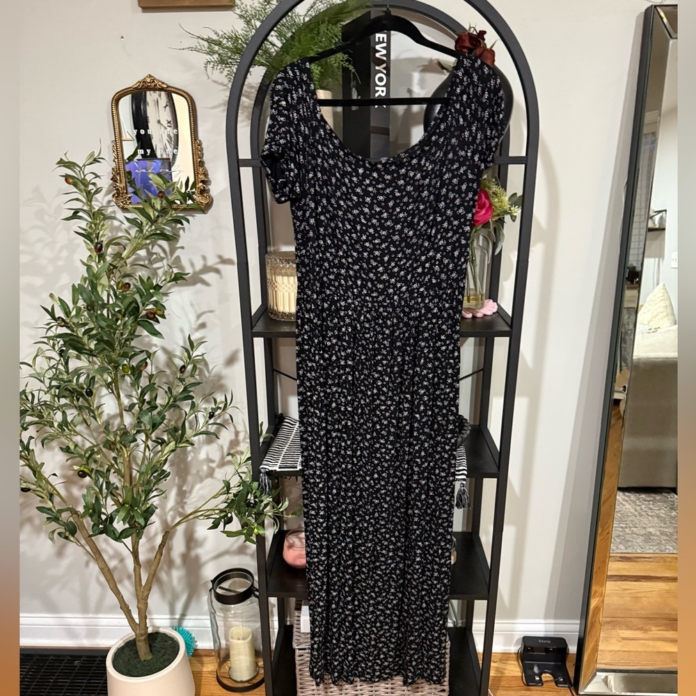 Boohoo Black Floral Maxi Dress